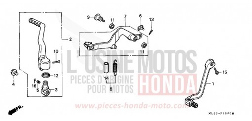 CHANGE PEDAL/BRAKE PEDAL/KICK STARTER ARM CR500RN de 1992